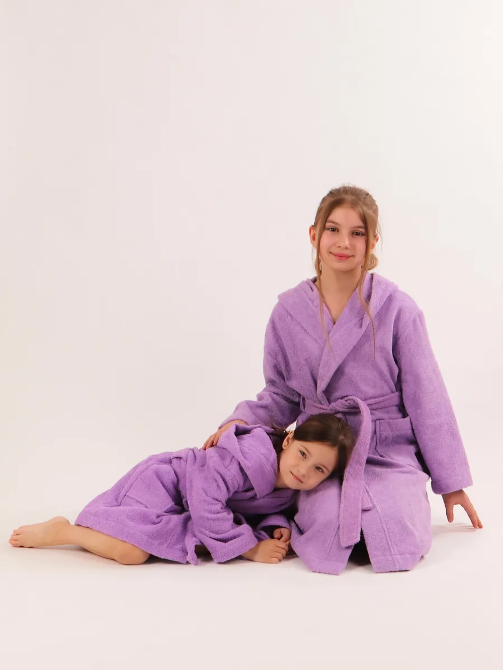 Халат детский махровый "Элит" с капюшоном, цвет: 805-Насыщ.сирень
