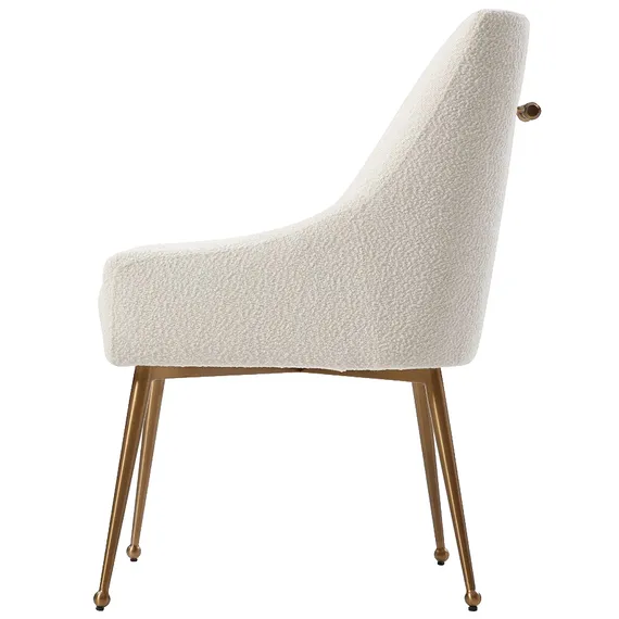 Стул Senna, белое букле с золотыми ножками | Купить в Hallberg.ru