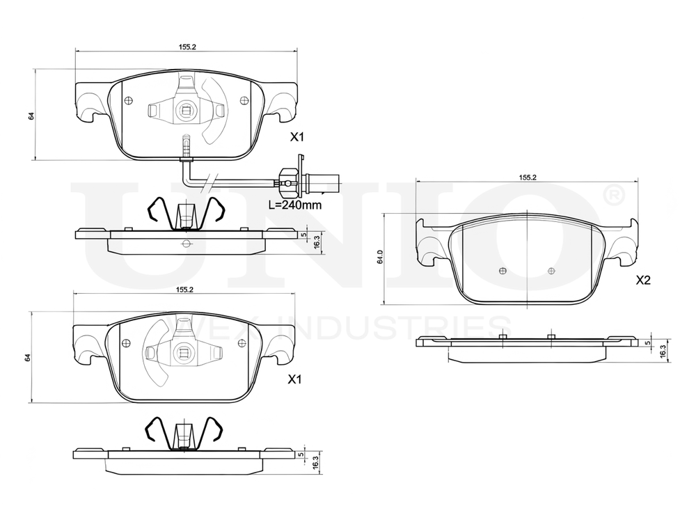 Колодки тормозные диск. передние с датчиком UNIO BRP-20182