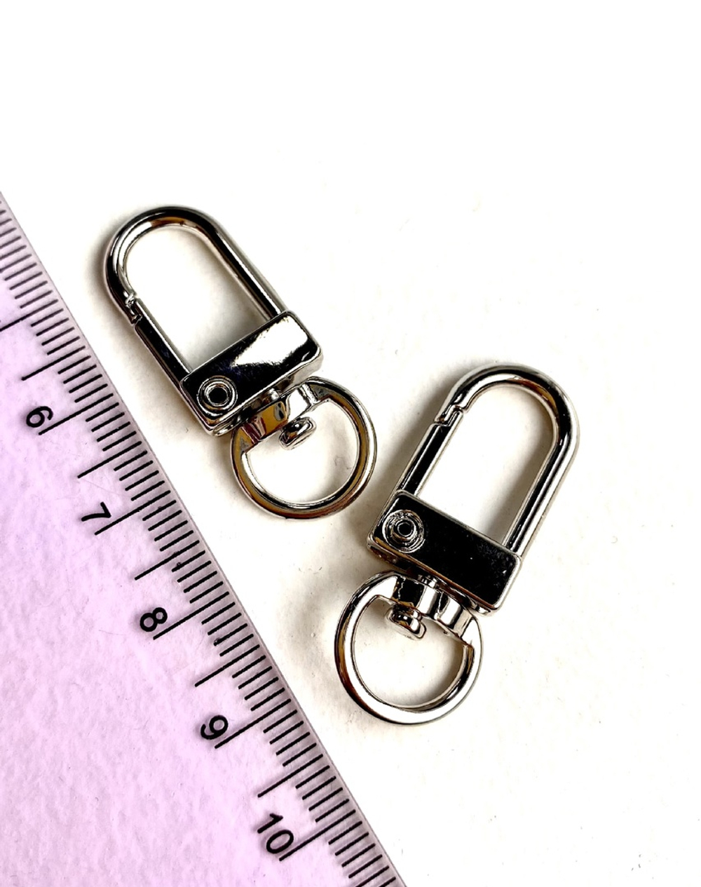 0417-р Карабин "Попугай" 30*12мм, родий