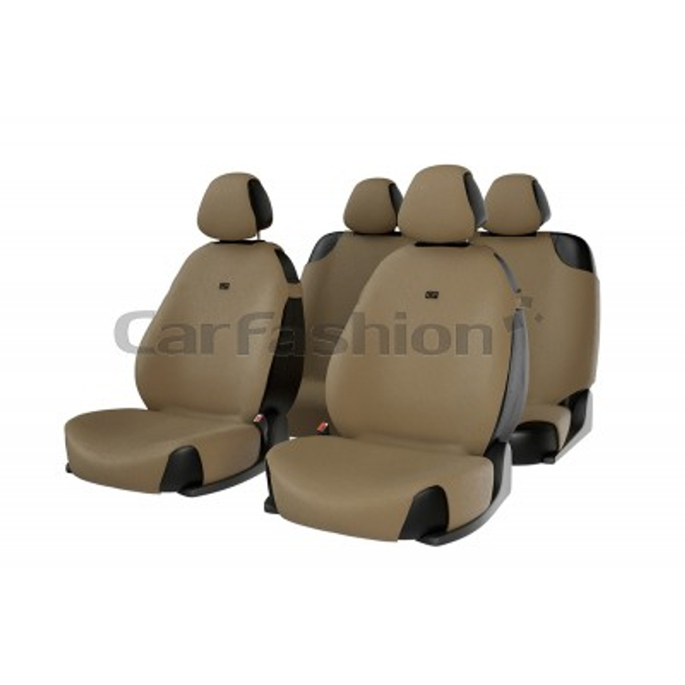 Накидки сидений ПОЛНЫЙ CarFashion (кт) -«FORUM» 22021 -Полиэстер бежевый/LOGO черный