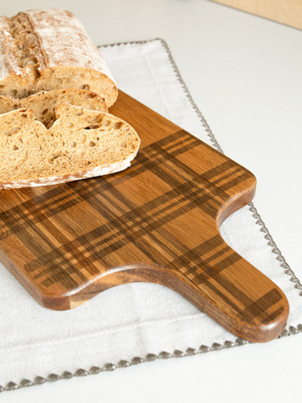 Доска разделочная DeNASTIA прямоугольная с дизайном и ручкой 16,5x35x1,5 дерево акации коричневый