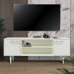 Тумба под ТВ Арт Колор leaves 155см Классик Сильвер Белый опал