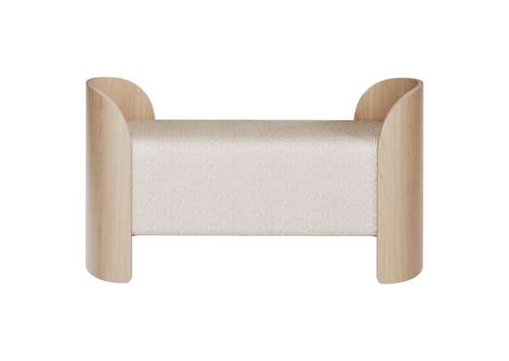 Банкетка Lagom 2 120 см (молочный рогожка, натуральный дуб)