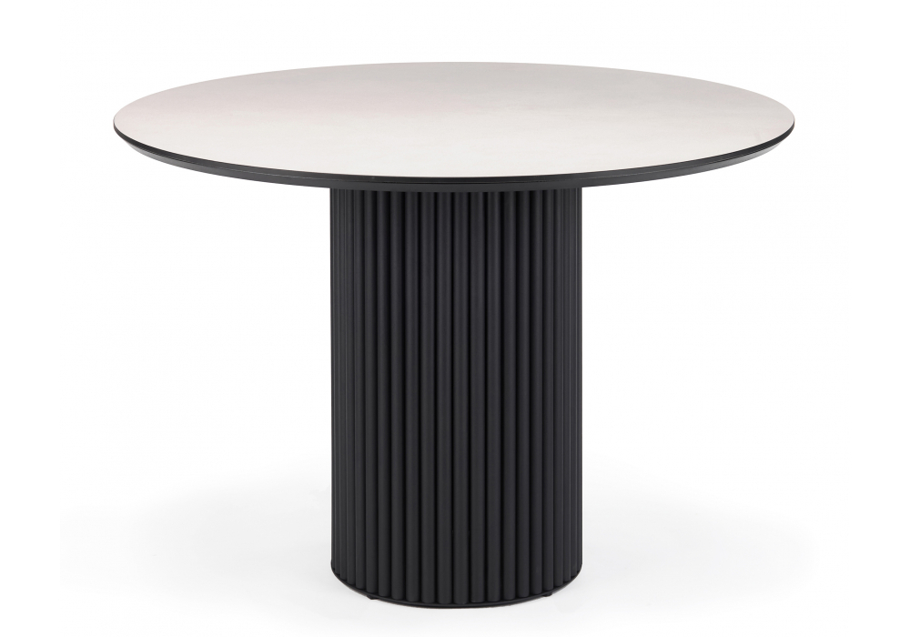 Керамический стол Woodville Барел 110 krater perla repose, черный, ножки черные