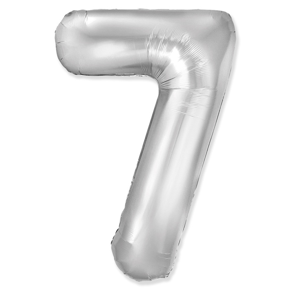 Шар фольгированный Цифра 7 101 см (Серебряный)