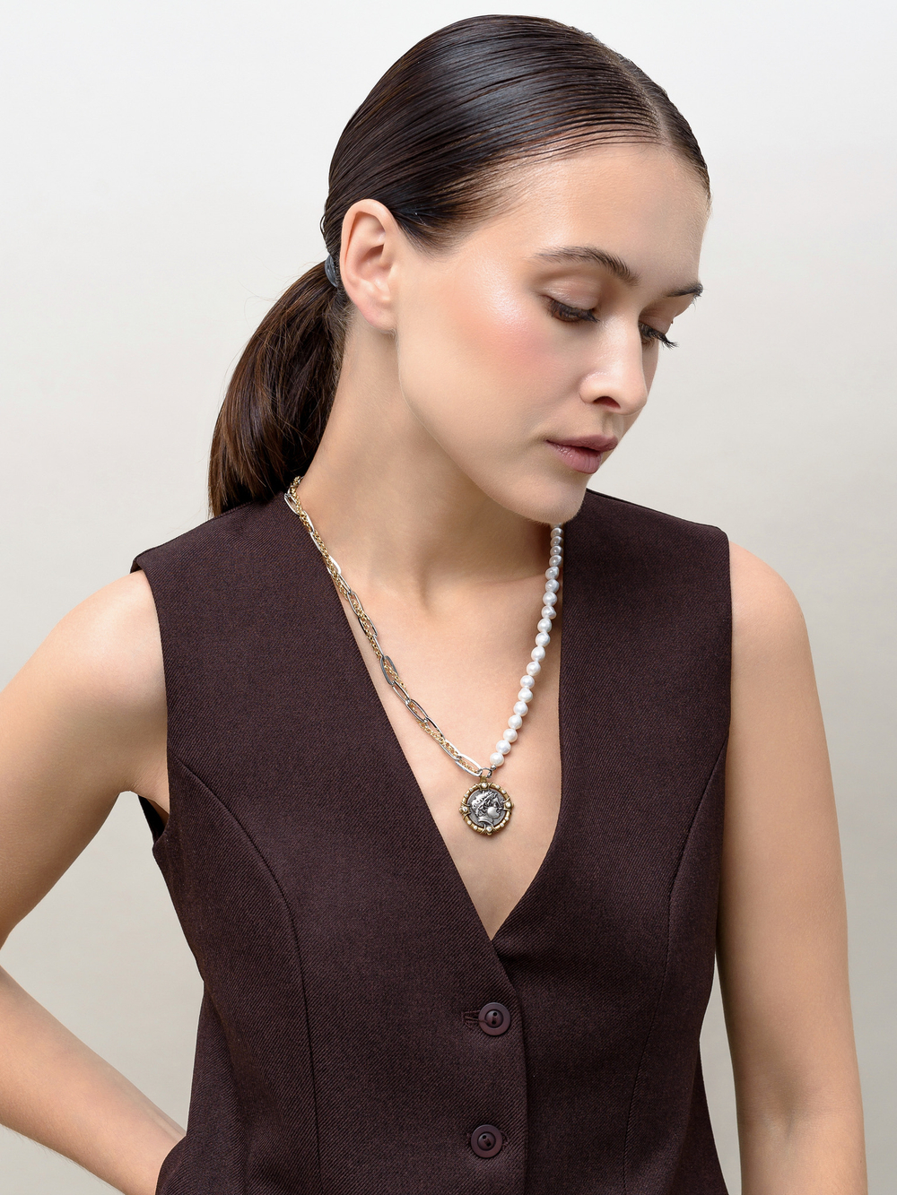Колье "Coin" Pearl Bicolor