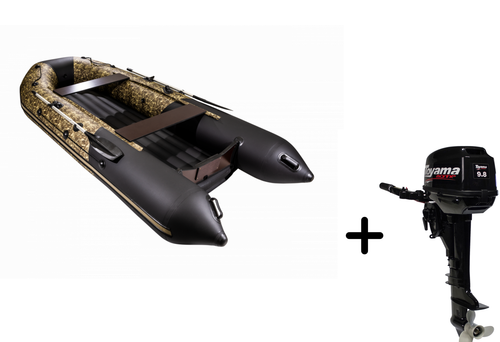 Таймень NX 3800 НДНД PRO камуфляж камыш/черный + Toyama T 9.8 BMS (комплект лодка + мотор)