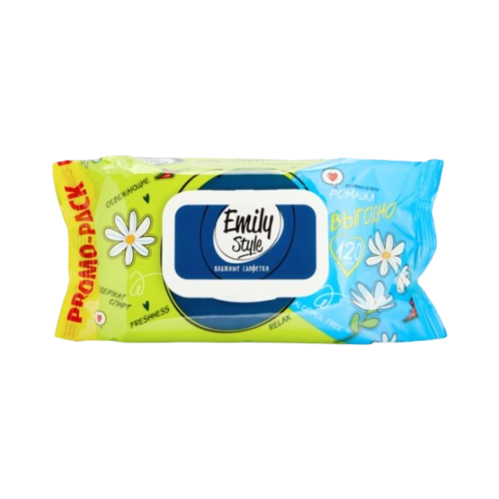 Салфетки влажные Ромашка черная 120шт