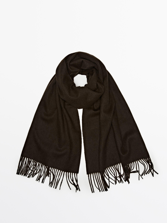 Massimo Dutti Шарф из смесовой шерсти, коричневый