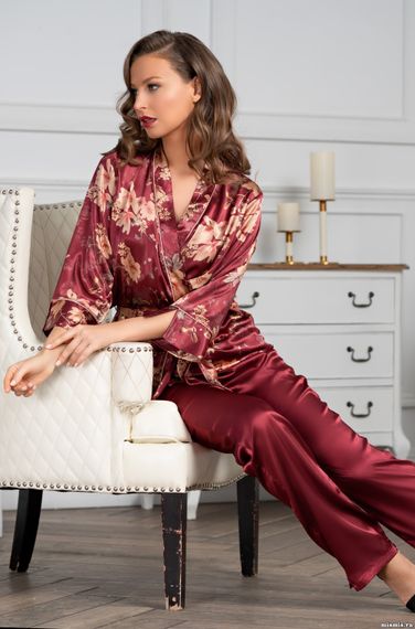 Комплект домашний Mia-Amore Бургундия 3626 с брюками 3 предмета