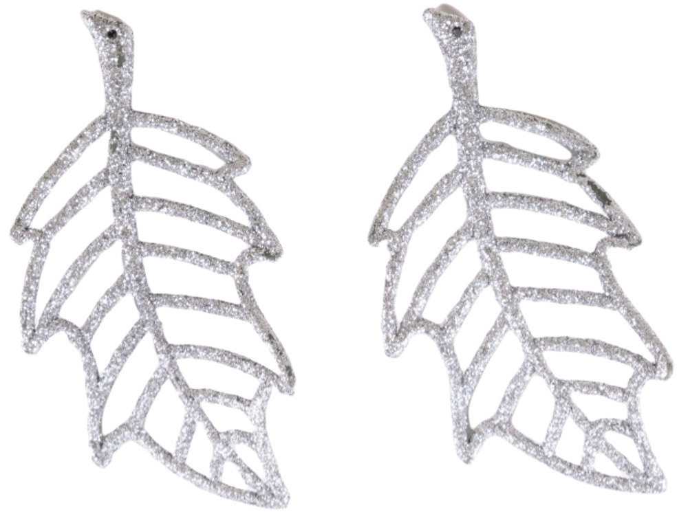 Набор украшений листок 2шт 12х6,5см серебро SYLKGJB-482136