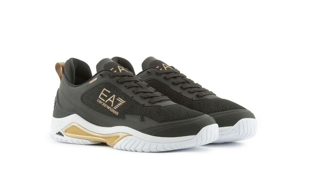 Женские теннисные кроссовки EA7 Unisex Woven Sneaker - black/gold/white