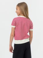 Джемпер для девочки с коротким рукавом AT996 молочный-красный