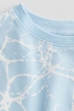H&M Футболка из хлопка с принтом, светло-голубой