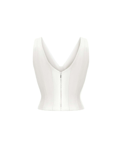 Удлиненный топ из эко-кожи с отстрочками