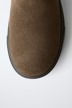 ZARA БОТИНКИ ЧЕЛСИ ИЗ ЗАМШИ, КОРИЧНЕВЫЙ