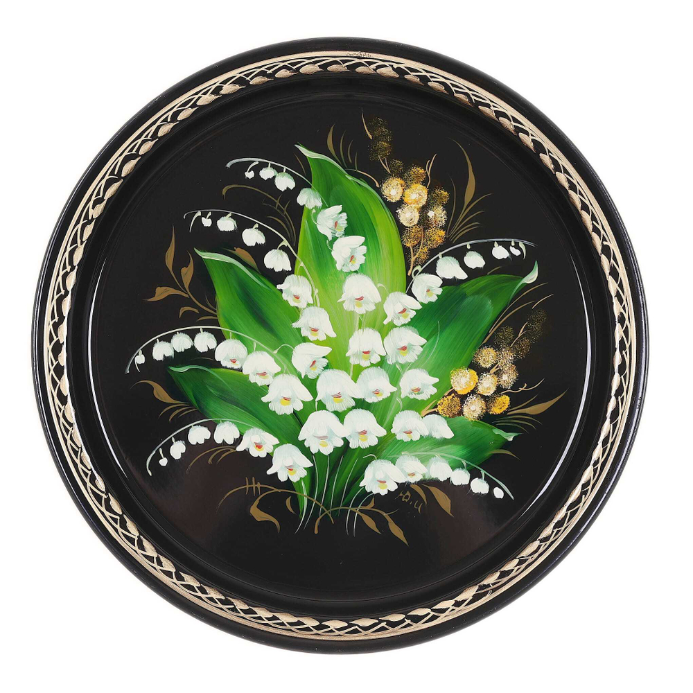 Жостовский поднос декоративный, размер 22 см (A5), металлический