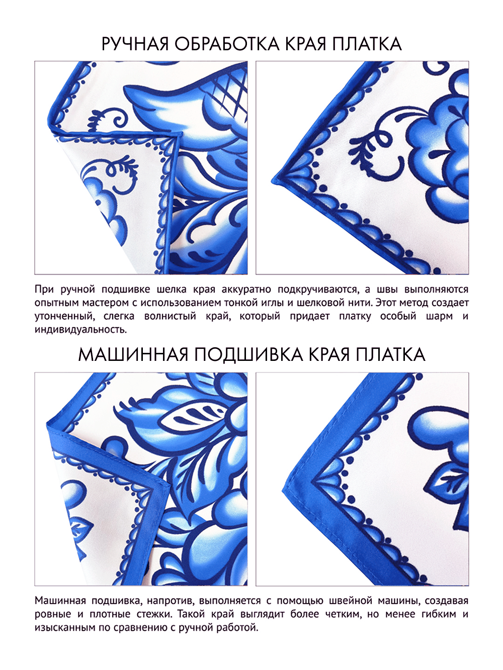 Платок «Гжель» 100% шёлк