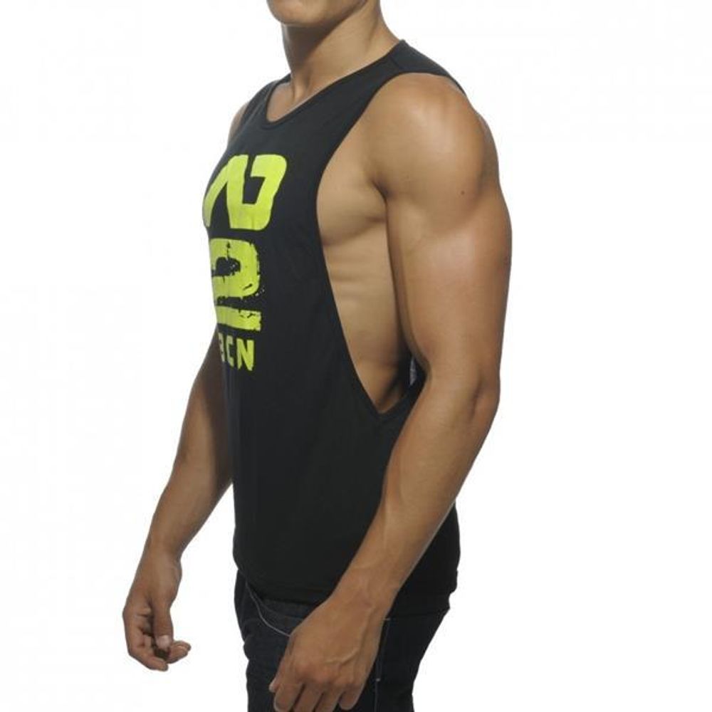 Мужская майка черная с желтыми буквами Addicted AD362