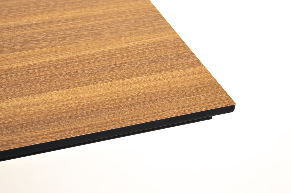 "Каффе" обеденный стол из HPL 140х70см, цвет "дуб", подстолье двойное черное