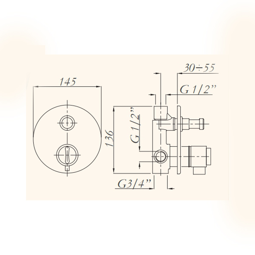 Смеситель встроенный для душа Migliore Fortis ML.FRT-5278.CR с переключателем, термостат