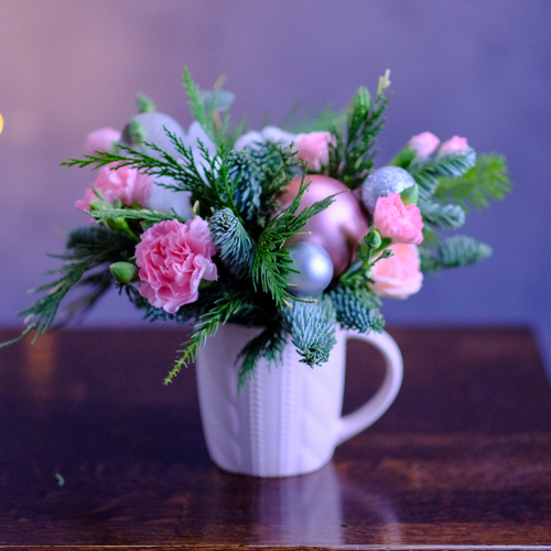 Купить Нежная композиция #713 «Варежка» в кружке