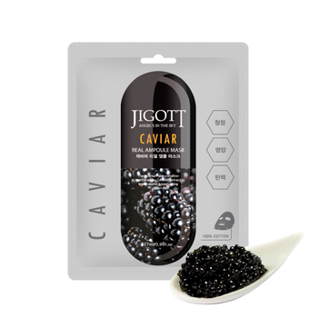 Маска для лица Jigott Caviar Real Ampoule Mask тканевая с экстрактом Икры 27 мл
