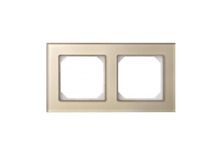 Рамка Двухместная Стекло Шампань (Универсальный Монтаж) LIREGUS EPSILON