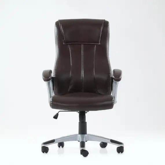 Кресло Barneo K-148 для руководителя коричневая кожа, газлифт 3кл, PU-R57
