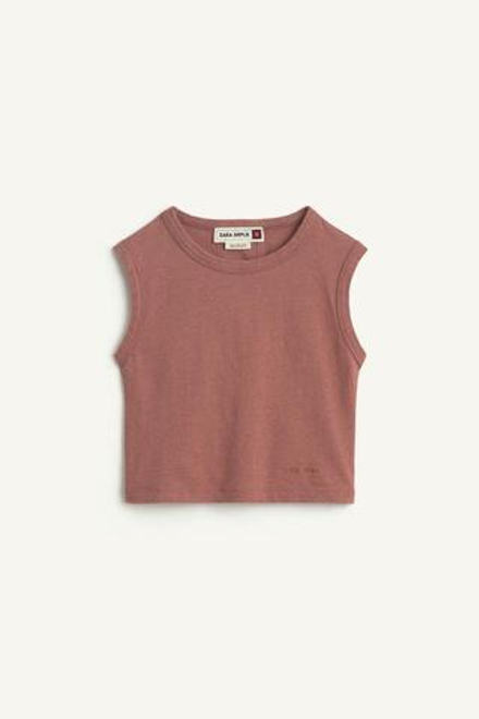 ZARA ТОП С КРУГЛЫМ ВЫРЕЗОМ, ТЕРРАКОТОВЫЙ