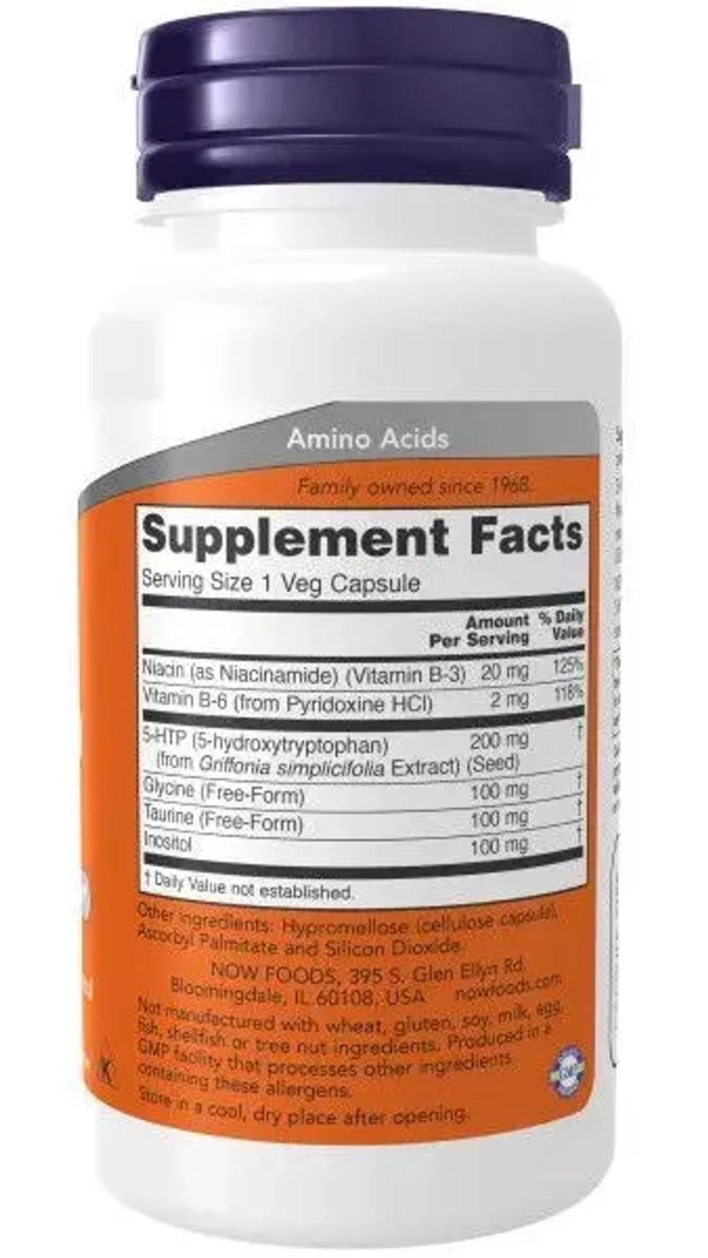 NOW 5-HTP, (L-5-гидрокситриптофан), 200 мг, 60 капсул, Нау