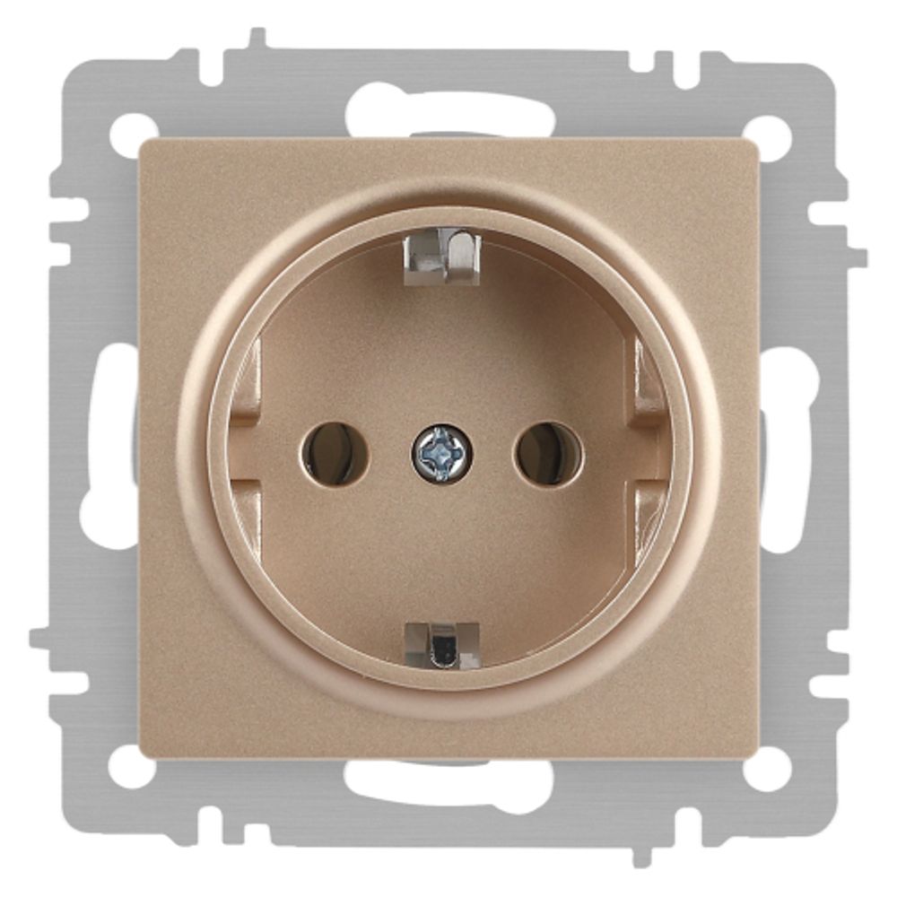 Розетка Intro Accent 6-202-04 2P+E Schuko 16А-250В IP20 СУ AL/CU шампань | Intro