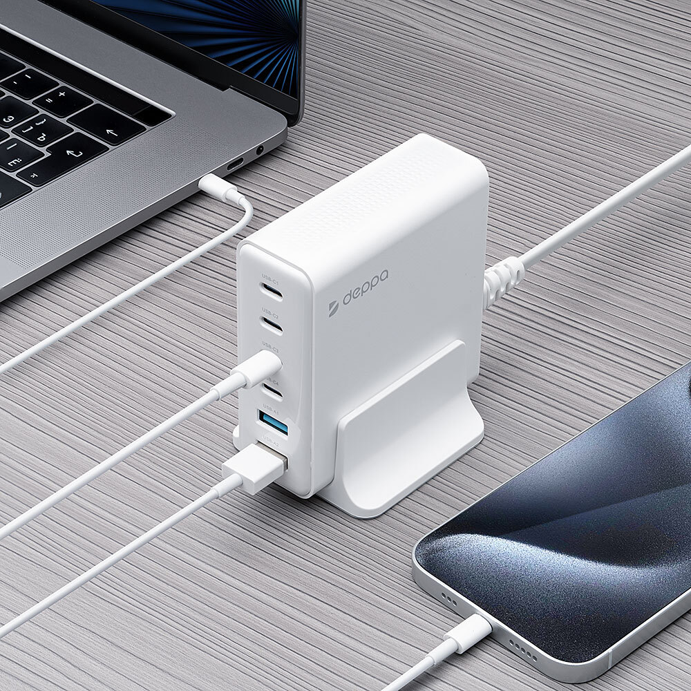 Зарядная станция Charging Station GaN 4xUSB-C, 2xUSB-A, 160Вт, PD, QC, белый