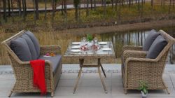 "Гляссе" диван трехместный из искусственного ротанга, цвет соломенный