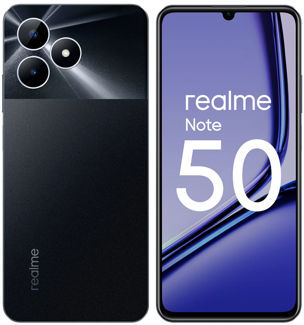 Смартфон realme Note 50 4/128 ГБ RU, Dual nano SIM, полуночно-черный