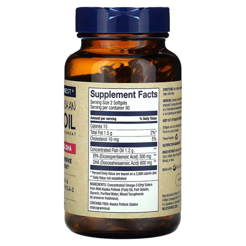 Wiley's Finest, жир диких аляскинских рыб, пренатальная ДГК, 600 мг, 180 рыбных капсул