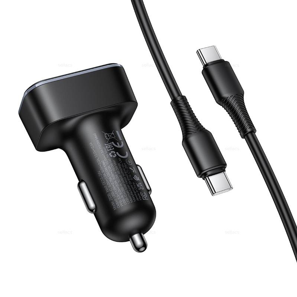 Автомобильное зарядное устройство для Type-C Hoco Z63B PD30W+QC3.0 (black)