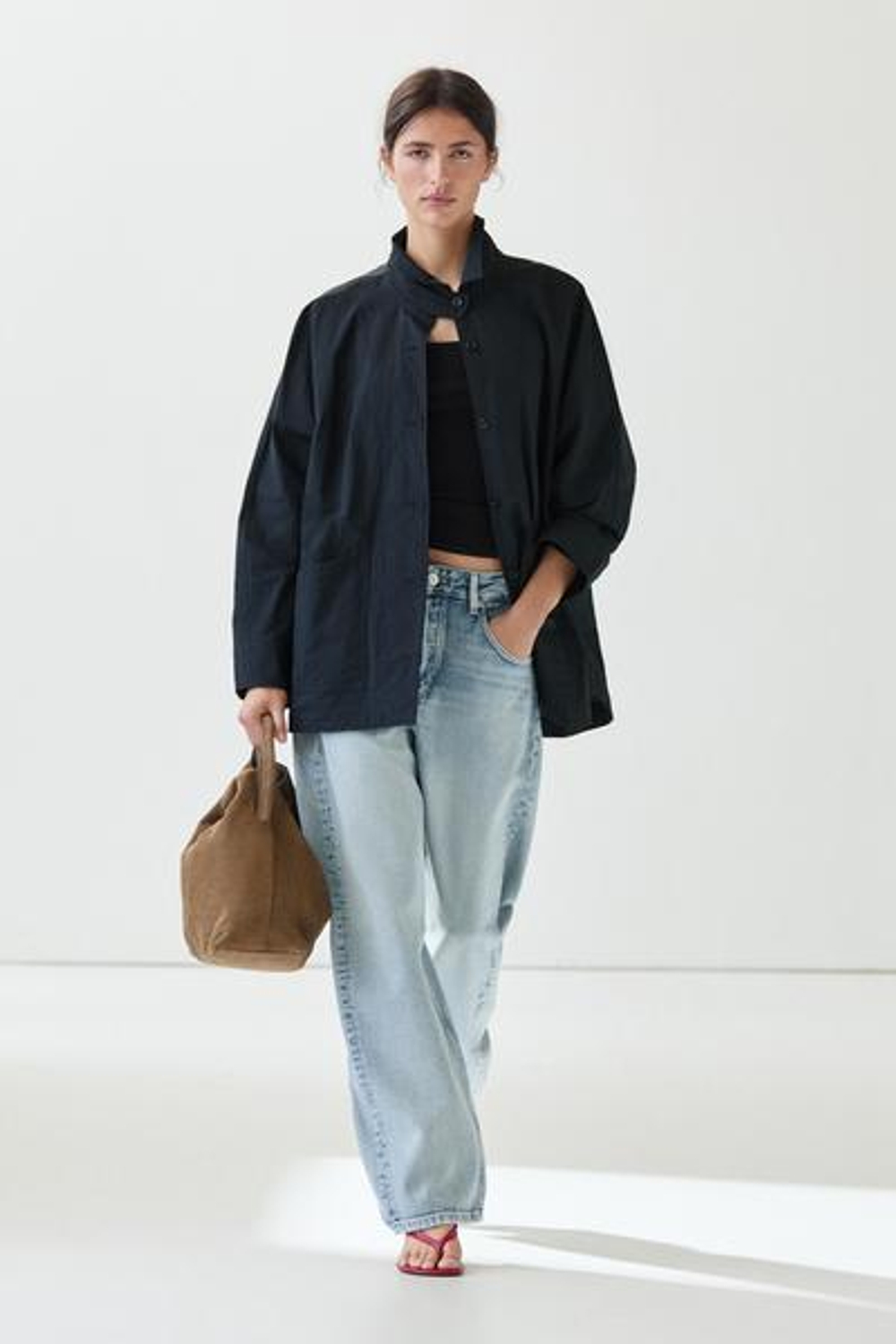 Massimo Dutti Куртка с воротником на пуговицах, глубокий синий