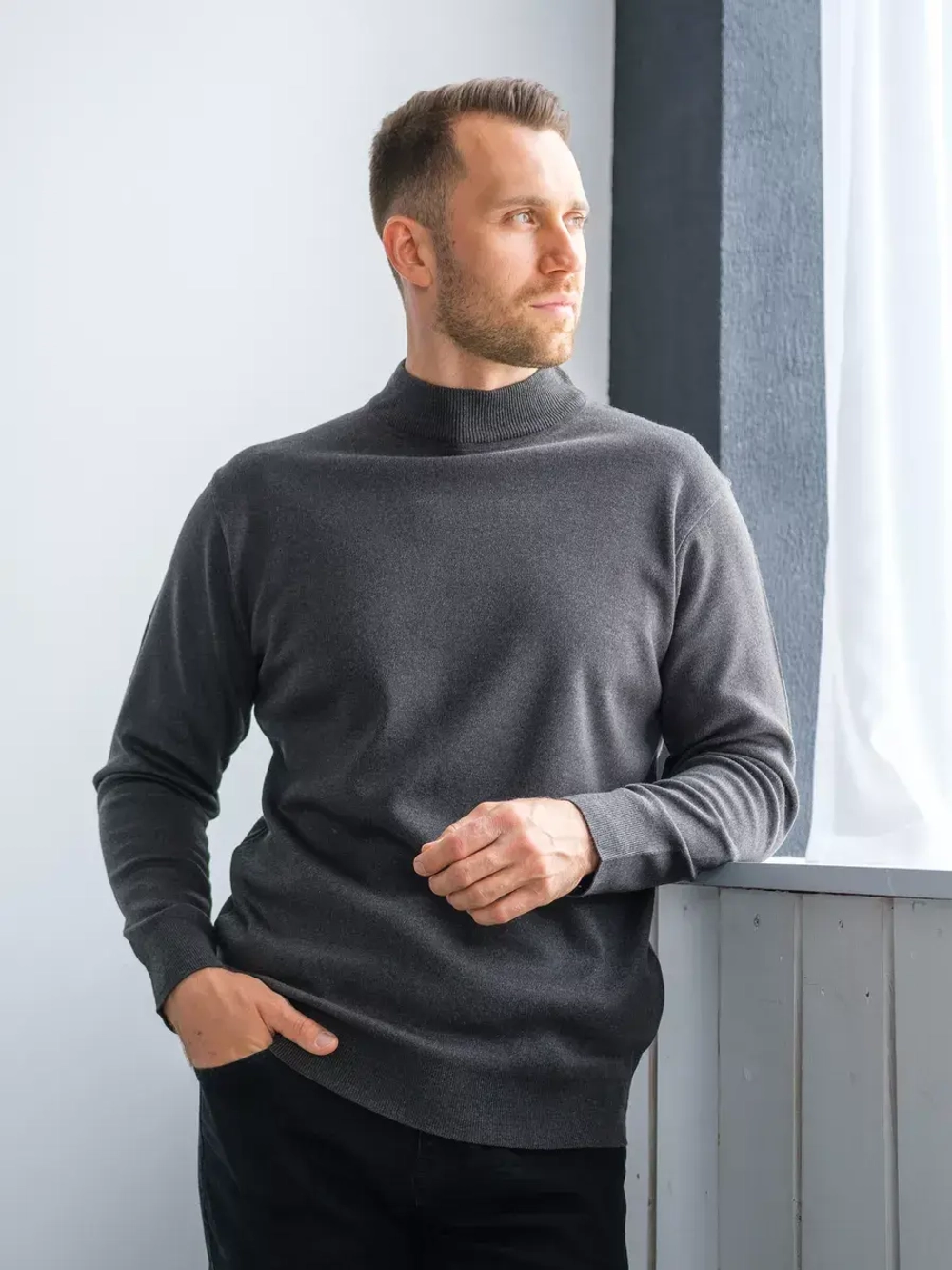 Джемпер Турция тонкий теплый с горлом