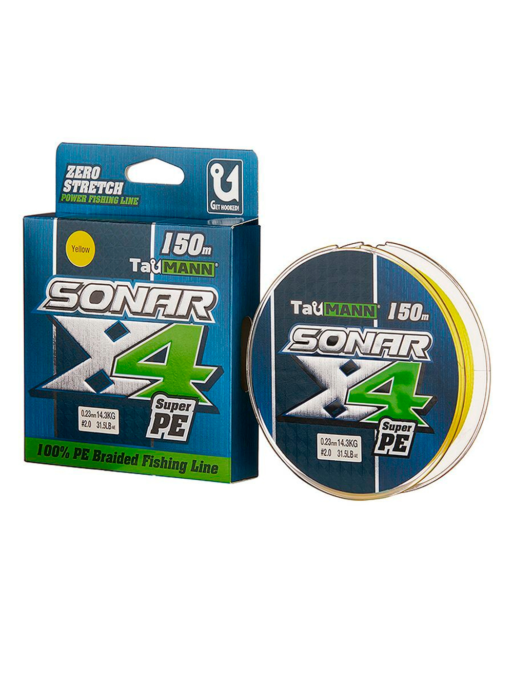 Плетеный шнур для рыбалки TauMANN Sonar PE X4 150m #1.2 (0.18mm) Yellow