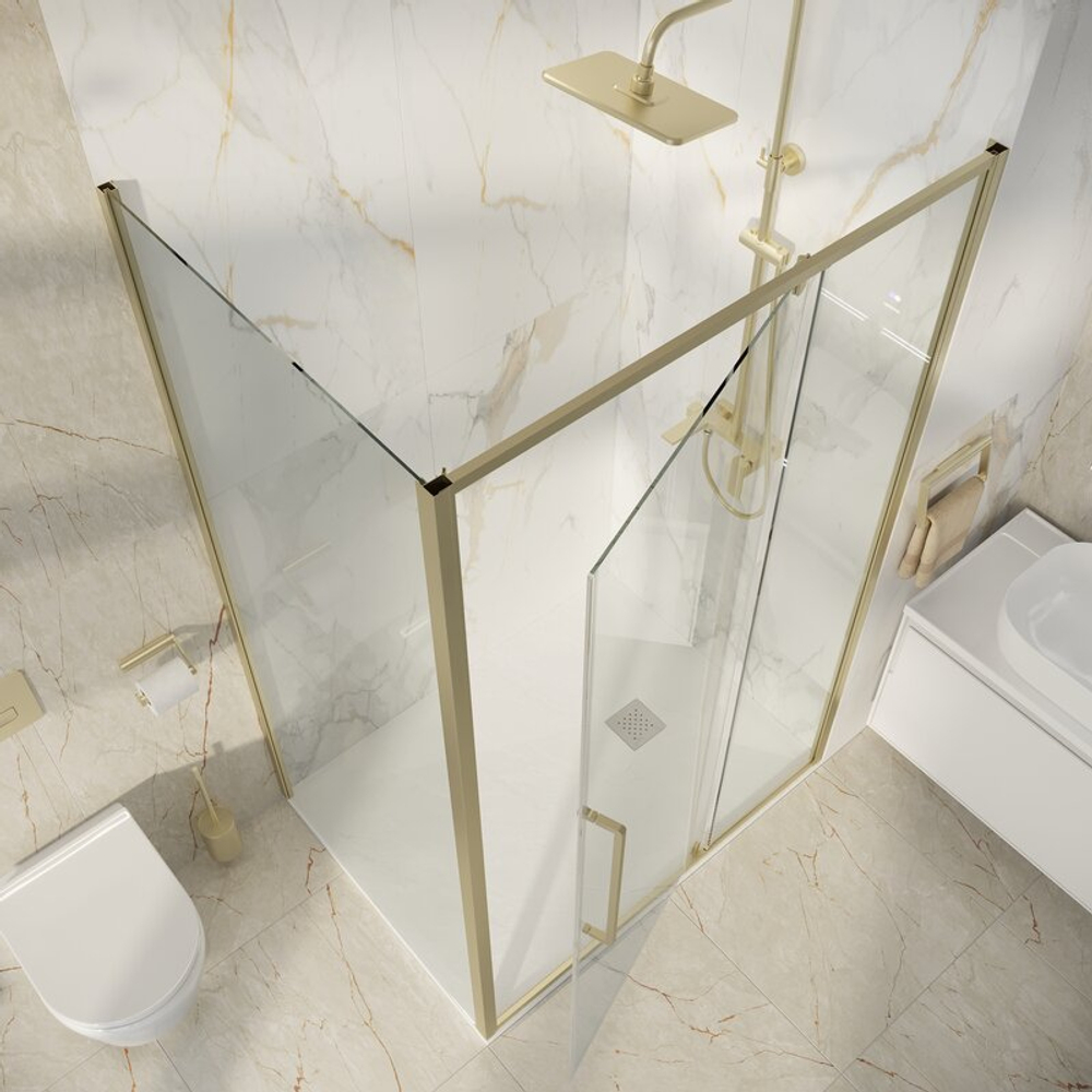 Душевое ограждение Niagara Nova NG-45-11ASG-A80SG-34 (110х80х195) прямоугольник,распашная,золото сатин,стекло прозрачное,2 места