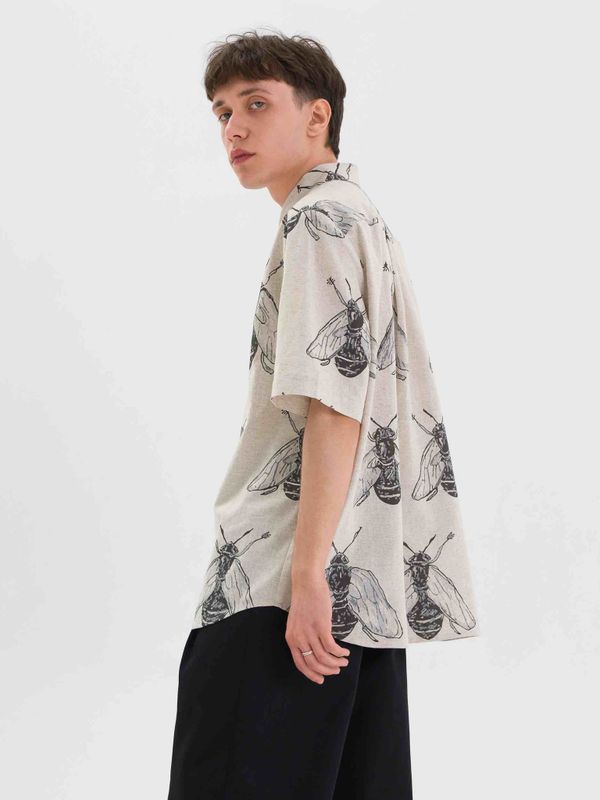 Рубашка Насекомые короткий рукав Мужская Бежевая V.2 - фото 7