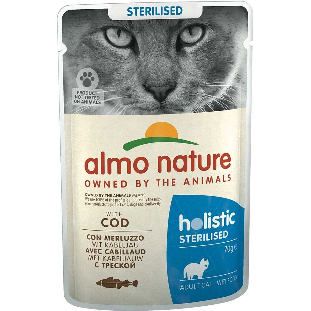 Almo Nature консервы для кошек стерилизованных с треской 70 г пакетик (Holistic Sterilised)