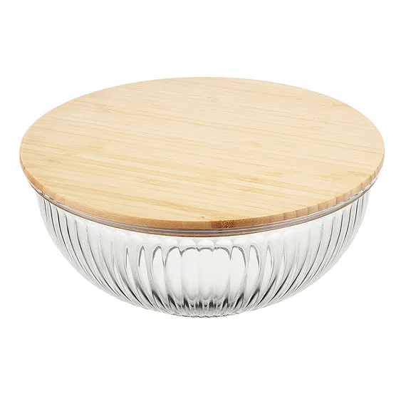 Чаша стеклянная с бамбуковой крышкой harmy, 2 л