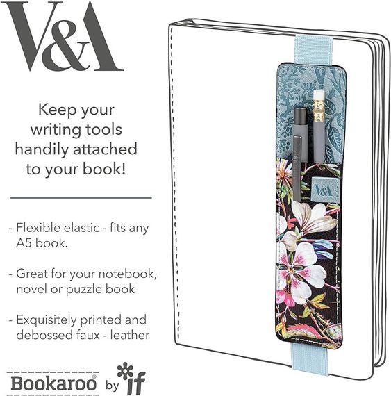 V&A Bookaroo Pen Pouch - Kilburn Black Floral