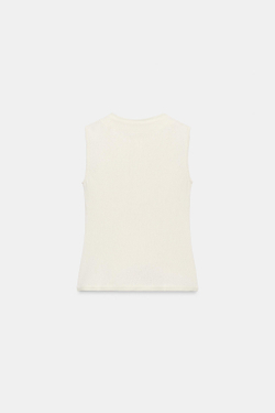 ZARA ЖИЛЕТ С ВЫРЕЗОМ ХЕНЛИ, ЭКРЮ