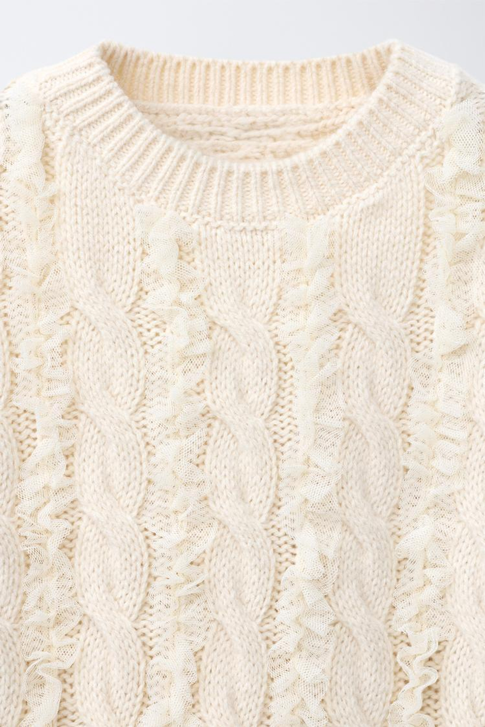 ZARA СВИТЕР С УЗОРОМ «КОСЫ», ЭКРЮ