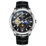 KANGOL Trendy Era Iron Heart Black Warrior Quartz Movement Stainless Steel Watchband Watch Men"s Watches