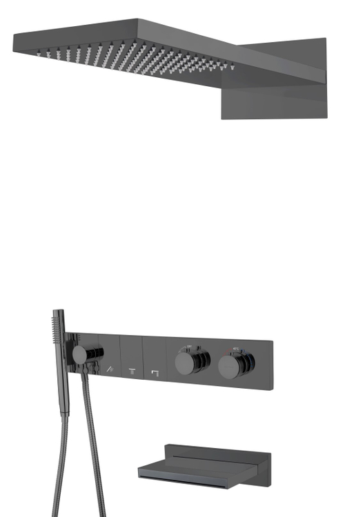 Boheme Встроенная душевая система с изливом ZODIAC с термостатом, трехпозиционная Shine Gun Metal